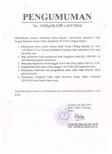 Pengumuman Persyaratan Mengikuti Ujian Tengah Semester Kelas Reguler