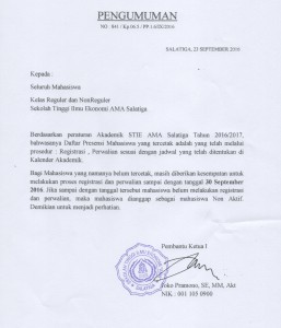 Pengumuman tentang batas Registrasi dan Perwalian Mahasiswa