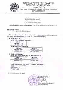 Pengumuman Perubahan Jam Perkuliahan selama Bulan Puasa