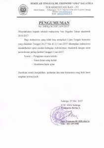 Pengumuman UTS Susulan kelas NonReguler