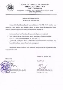 Surat Pemberitahuan Pembayaran Buku Lab/Pratikum