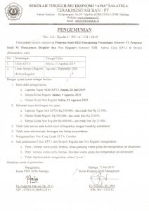 Pengumuman KPTA & Skripsi Kelas Manajemen 2018/2019