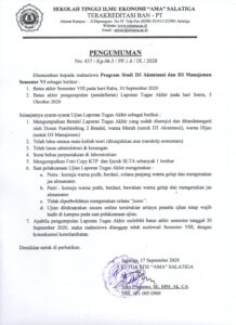 Pengumuman tentang Batas Akhir Laporan TA dan Skripsi