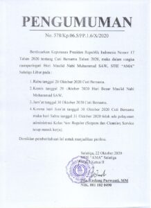 PENGUMUMAN LIBUR MAULID NABI MUHAMMAD